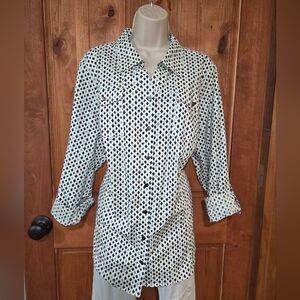 CJ Banks Green and White Button Down Shirt